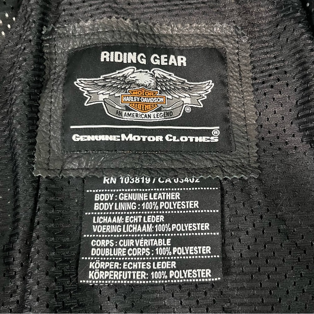 Harley-Davidson Black Leather Jacket with Orange Accents - Picture 14 of 16